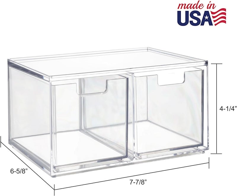 STORi Chloe Space-Saving Clear Drawer Organizer (4 Tall Drawers) Sort Office, Kitchen, Beauty Supplies, Makeup, Pens, Jewelry, Stationary, Made in USA - Image 3
